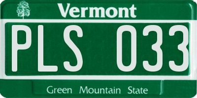 VT license plate PLS033