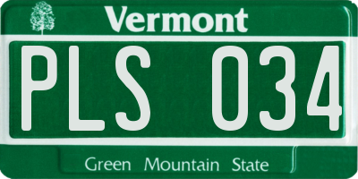 VT license plate PLS034