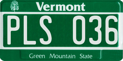 VT license plate PLS036