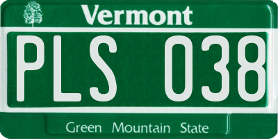 VT license plate PLS038