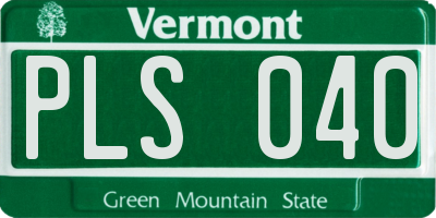 VT license plate PLS040