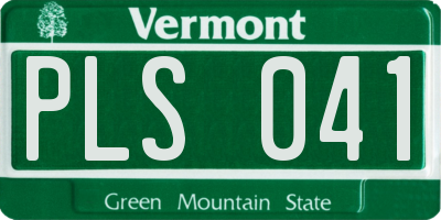 VT license plate PLS041