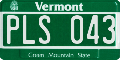 VT license plate PLS043