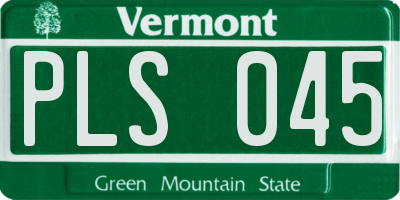VT license plate PLS045
