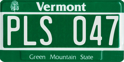 VT license plate PLS047