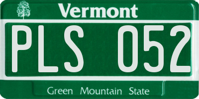 VT license plate PLS052