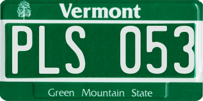 VT license plate PLS053