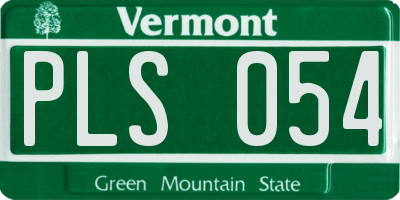 VT license plate PLS054