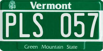 VT license plate PLS057