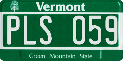 VT license plate PLS059