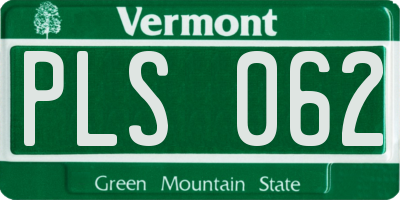 VT license plate PLS062