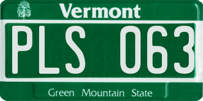 VT license plate PLS063