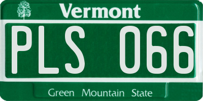 VT license plate PLS066