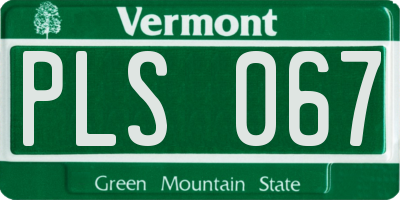 VT license plate PLS067