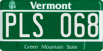 VT license plate PLS068