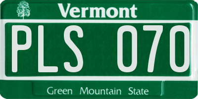 VT license plate PLS070