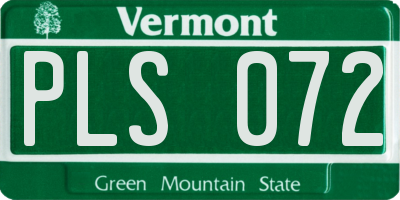 VT license plate PLS072