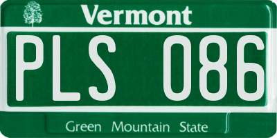 VT license plate PLS086