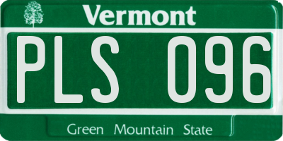 VT license plate PLS096