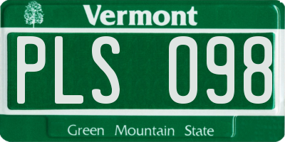 VT license plate PLS098