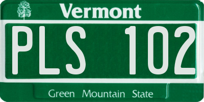 VT license plate PLS102
