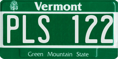 VT license plate PLS122