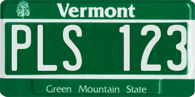 VT license plate PLS123
