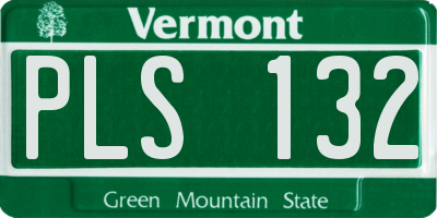 VT license plate PLS132