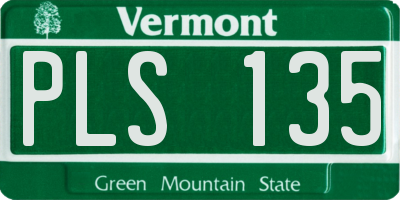 VT license plate PLS135