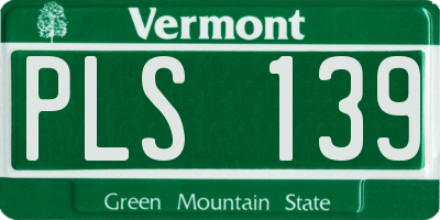 VT license plate PLS139