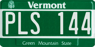 VT license plate PLS144