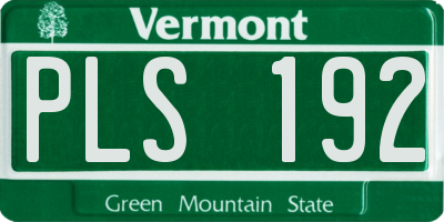 VT license plate PLS192