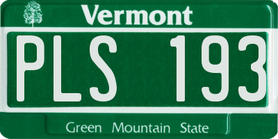 VT license plate PLS193