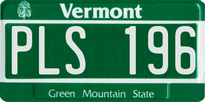 VT license plate PLS196