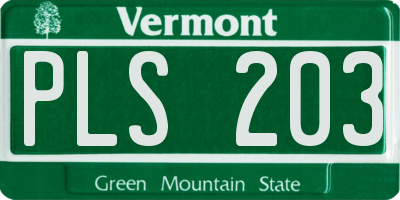 VT license plate PLS203