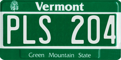 VT license plate PLS204
