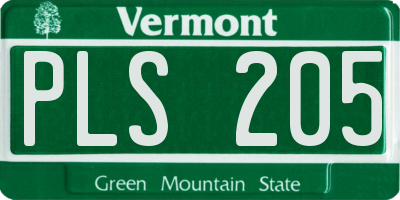 VT license plate PLS205