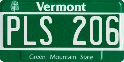 VT license plate PLS206