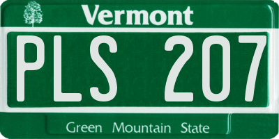VT license plate PLS207