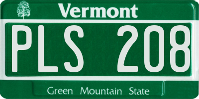 VT license plate PLS208