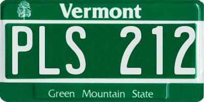 VT license plate PLS212