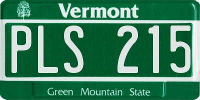 VT license plate PLS215