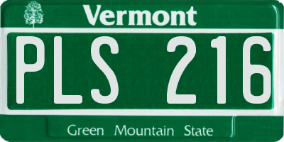 VT license plate PLS216