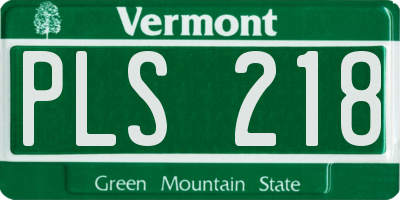 VT license plate PLS218