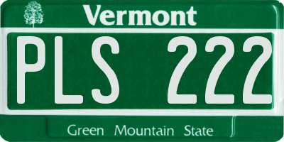 VT license plate PLS222