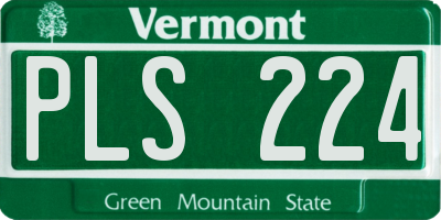 VT license plate PLS224
