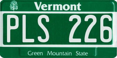 VT license plate PLS226