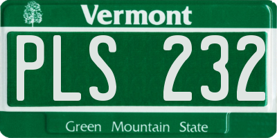 VT license plate PLS232