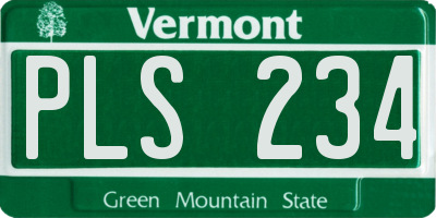 VT license plate PLS234