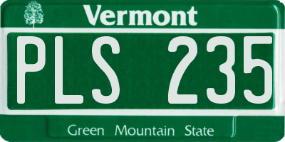 VT license plate PLS235